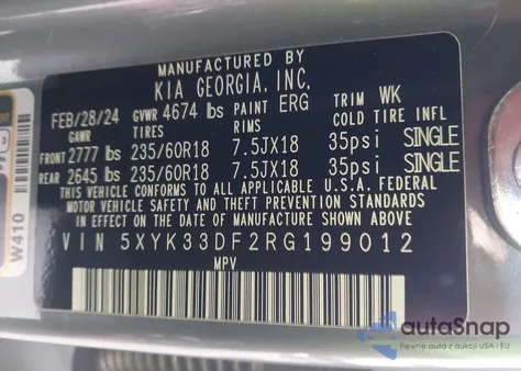 2024 Kia Sportage Ex z USA, uszkodzony, nr VIN 5XYK33DF2RG199012